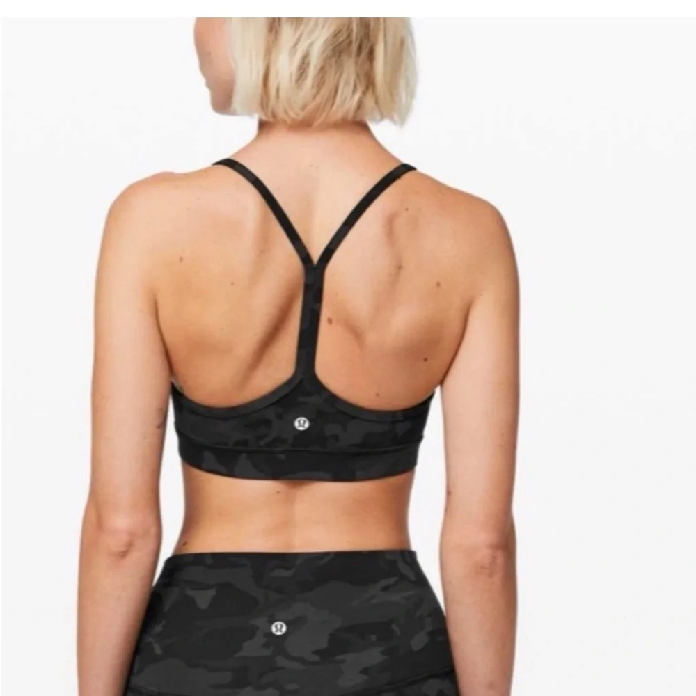 Lululemon Flow Y NULU Bra Black Camo $68 workout activewear casual yoga